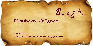 Blauhorn Ágnes névjegykártya